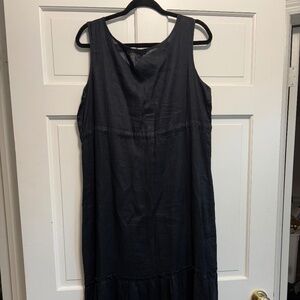 Lands End Medium Black Linen Maxi Dress